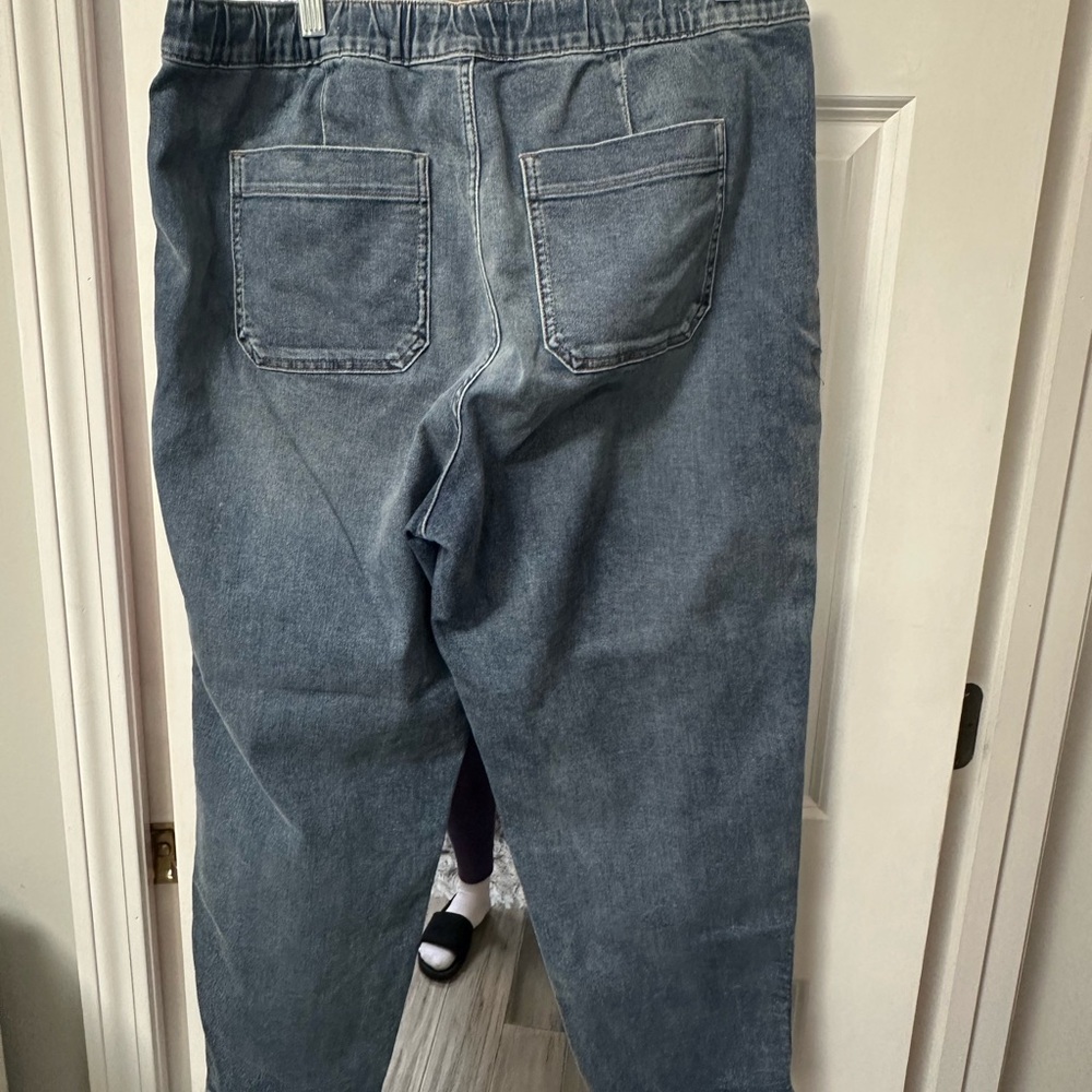 Madewell Denim Relaxed Jeans Large | Elastic Waist Pull-On Fair Trade - Picture 4 of 4